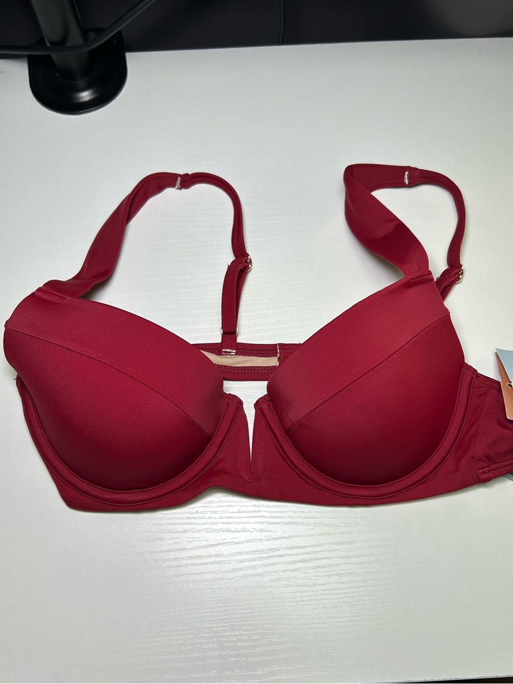 Light Lift Underwire Bikini Top Shade & Shore Dark Red Adjustable Strap 34B NWT